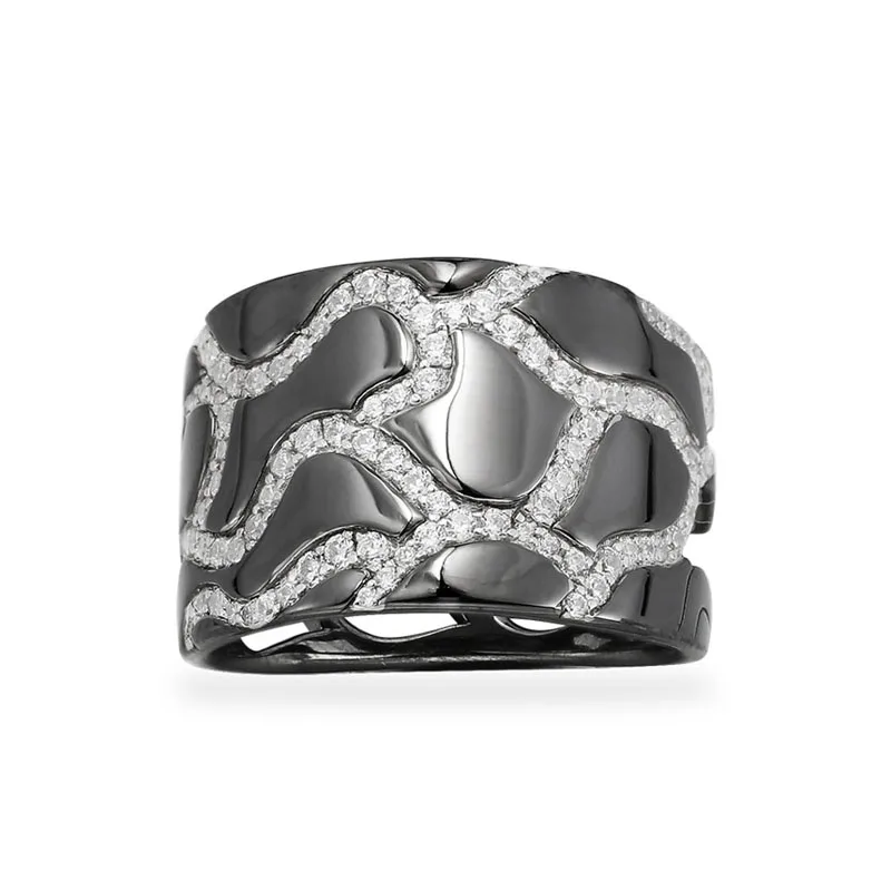 SLJELY Fashion Real 925  Silver Black Dark Grey uflage Wide finger Ring Micro  W - $69.67