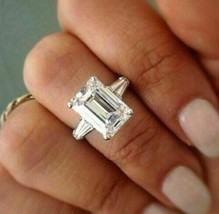 Emerald Cut 2.55Ct Simulated Diamond 925 Sterling Silver Engagement Ring Size 7 - £105.63 GBP