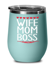 Wife, Mom, Boss, teal Wineglass. Model 60043  - £21.15 GBP