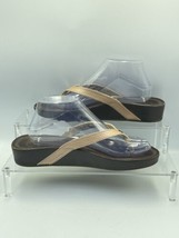Olukai Womens US Sz 9 Ola W Tan Leather Thong Flip Flop Wedge Sandals - £22.00 GBP