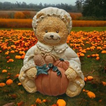 Thanksgiving Teddy Bear Magnet Autumn Vintage 90s Pumpkin Fall Resin Halloween - £8.23 GBP