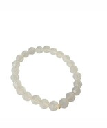 Faceted White Moonstone Beaded Bracelet Stretch Elastic Healing Crystal ... - €19,49 EUR