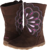 Stride Rite Bianca Boots Brown Faux Suede Embroidered Little Girl NEW Size 5.5 - $22.17