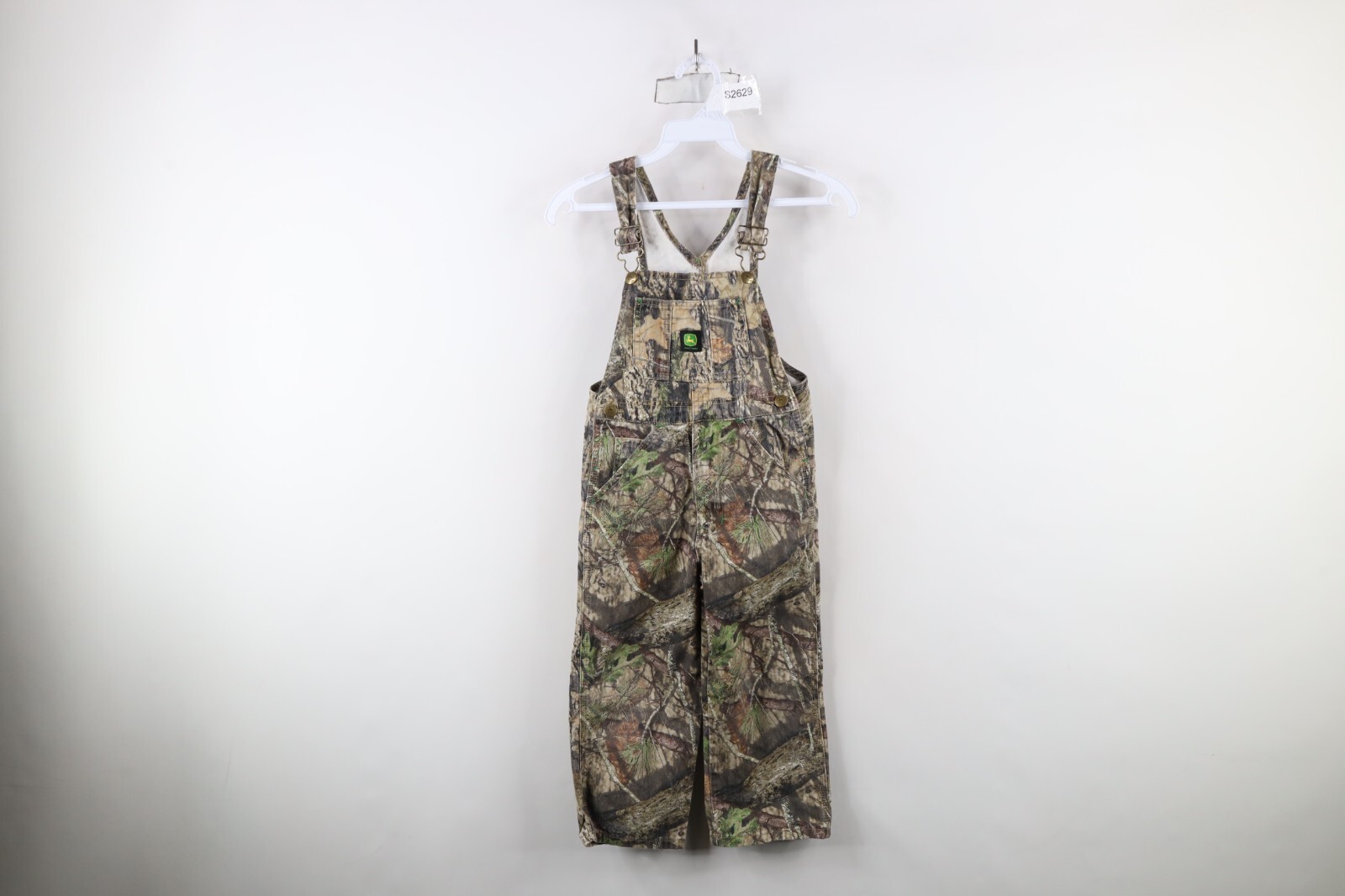 Vintage 90s John Deere Boys Size 6 Faded Mossy Oak Camouflage Overalls Bibs - $39.55