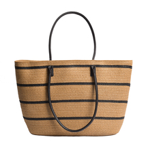 straw stripe bag new straw summer fashion simple handbag travel vacation shoulde - £37.69 GBP