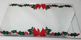 Mirrored Christmas Display Tray Decoration Holly Red Bow Rectangle Table... - £15.11 GBP