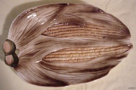 An item in the Pottery & Glass category: Vintage PLATTER CORNSHUCKS EARS OF CORN JAPAN EMBASSY QUALITY