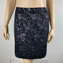 Boston Proper Light Textured Metallic Fancy Flower Print Pencil Skirt Women&#39;s 10 - £15.28 GBP