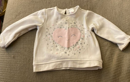 Baby Club Girls Sweatshirt size 6 months white w / Pink Heart - £2.67 GBP