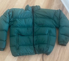 Marmot Full Zip Down Jacket Men’s Green Coat Puffer Parka Quilted Size Large - £44.62 GBP