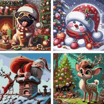 igoodom 4 Pack Kids Christmas Paint by Number Acrylic Canvas 8x8in - $211.24 MXN
