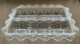 Vintage Rectangular Crystal Relish Candy Condiment Divided Serving Dish Tray - £21.23 GBP