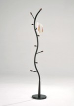 Legacy Decor Metal and Wood Hall Tree Coat Hat Rack Black with Walnut Color - £53.35 GBP