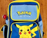 Pokemon Vintage Pikachu Backpack Rolling Suitcase 2000 Blue Bag with Damage - $34.99