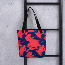 Abstract Brush Art Design Blue Red Tote Bag - £17.54 GBP