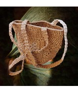 Crochet Stenli yarns Raffia bag, Color - Brown, Handmade Stenli yarns Ra... - £39.96 GBP