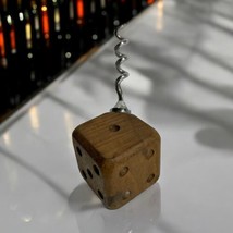 Wood Dice Corkscrew Bottle Opener Mid-Century Bar Ware Tools - Gambling MCM - £11.94 GBP