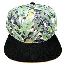 GREEN BANANA PALM TREE FLORAL CROWN BLACK BILL HAWAIIAN PRINT SNAPBACK H... - $9.45