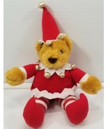 I) Vintage 1995 Stuffed Christmas Santa Elf Bear 10.5&quot; Plush Decoration Toy - £7.89 GBP