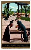 I&#39;m Trying To Meet You Courting Couple Postcard - $52.33