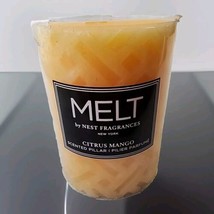 Melt Candle Pillar 4&quot; x 3&quot; Citrus Mango Scented Carved Decorative Candle - £6.69 GBP