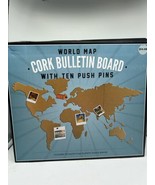 School World Map Cork Bulletin Board Notes Reminders Photos Pin Class No... - $124.14 MXN