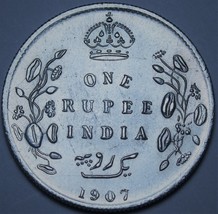 Incredible Rare Gem Unc India 1907-C Silver Rupee~Edward VII~Free Shipping - £133.16 GBP