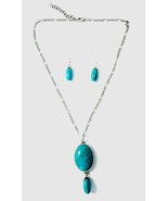 Turquoise Colored Howlite Pendant with Matching Teardrop Earrings - $12.00