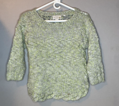 Hand Knit by Dollie Women XS Sweater Green Pullover Chunky Knit Braided ... - £18.28 GBP