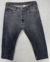 Levi&#39;s Mens 501 Jeans 37x28 Regular Fit Vintage Denim Button Fly Black Pants - £17.79 GBP