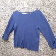 Ralph Lauren LRL Sweater Women XL Blue 3/4 Roll Tab Boat Neck Pullover Top - £14.52 GBP