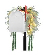 Chuangdi 36&quot; Prelit Christmas Mailbox Swag Wreath with Pine Cones &amp; Red ... - €4,81 EUR