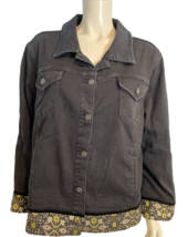 Susan Graver Jeans Black Denim Jacket with Ribbon Cuff Size 2X - £24.82 GBP