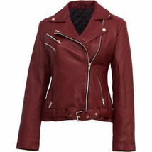 Maroon Biker Leather Jacket for Women - £55.52 GBP+