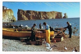 Quebec Laminated Postcard RPPC Perce Fishermen Returning With Fish - $2.96