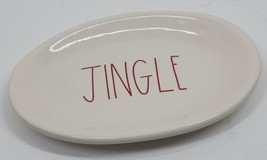 Rae Dunn Artisan Magenta JINGLE Christmas Holiday Oval Plate Dish Red &amp; White - £11.59 GBP