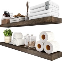 Set Of 2 Sauce Zhan Floating Shelves, 36 Inches, Dark Brown,, And Kitchen. - £82.24 GBP