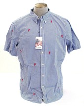 Chaps Blue &amp; White Stripe Seersucker Lobster Button Front Shirt Men&#39;s NWT - £43.84 GBP