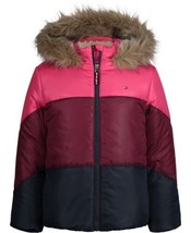 MSRP $110 Tommy Hilfiger Little Girl Hooded Puffer Jacket Colorblock Size 6X - £42.12 GBP