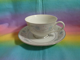 English Garden Replacement Footed Cup &amp; Saucer Japan Platinum Trim 5 3/4&quot;  as is - £4.69 GBP