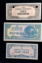 lot Japanese Government Ten Centavos  WWII Vijf Cent Gulden Bills Lot of 3 - $195.61 MXN