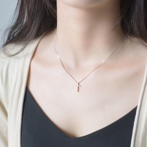 100% 925 sterling silver plain cross pendant gold plated necklaces for women chr - £23.18 GBP