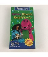 Barney Rhymes With Mother Goose White VHS Tape Sing Along Songs Vintage ... - £31.10 GBP