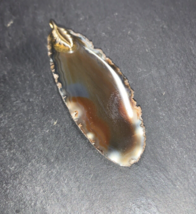 Vintage Iridescent Agate Tree Leaf Pendant With Acrylic Coating And Ridg... - £6.39 GBP