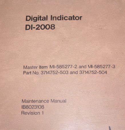 Sperry Di-2008 Digital Indicator Component Maintenance Manual ib8023108 - $148.50