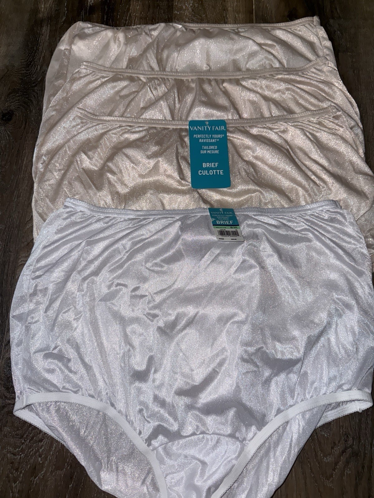 Vanity Fair ~ Womens Brief Underwear Panties 4-Pair 100% Nylon ~ XL/8 - $34.64