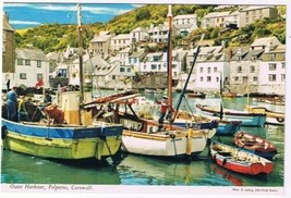 United Kingdom UK Postcard Cornwall Polperro Fishing Village Outer Harbour Boats - £1.71 GBP