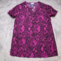 Koi Saphire Scrubs Shirt Adult XS Pink Snake Print Short Sleeve Uniform ... - £23.44 GBP