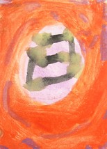 Original Abstract Watercolor Painting &quot;Day&quot; 日 ACEO PSC by 6 Year Old Artist Mila - £6.40 GBP