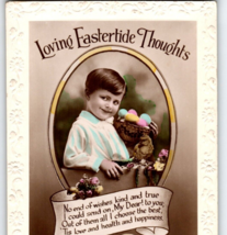 Real Photo Easter Postcard Eastertide Thoughts Child Egg Embossed Plastic Border - £38.19 GBP